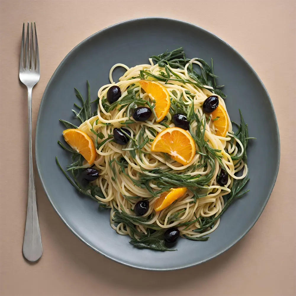 Spaghetti con agretti e olive taggiasche
