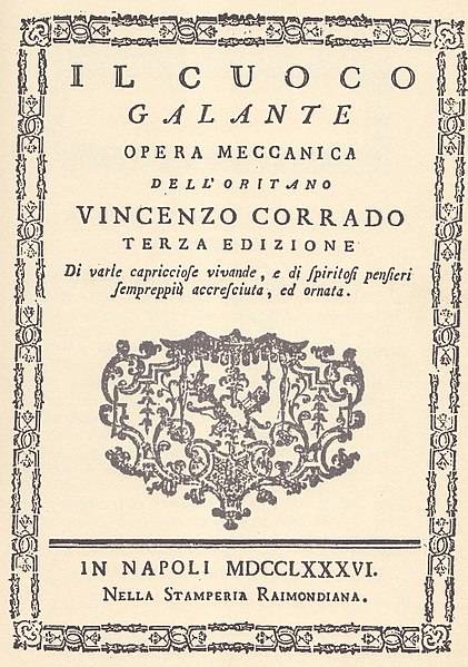 Copertina originale del cuoco galante di Vincenzo Corrado - Original cover of the gallant chef by Vincenzo Corrado 